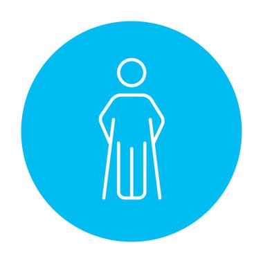 Koltuk değneği satırı simgesi olan adam.