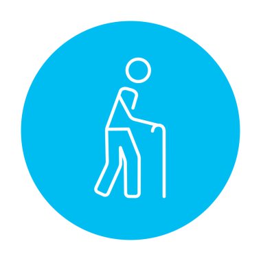 Baston çizgisi simgesi olan adam.