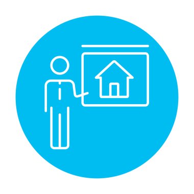 Emlakçı gösteren ev satırı simgesi.