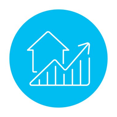 Graph of real estate prices growth line icon.