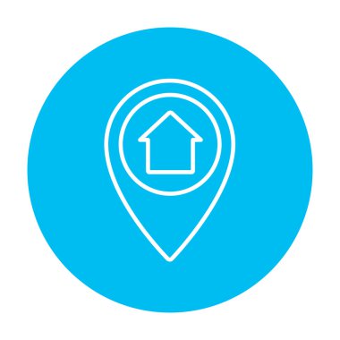 Pointer with house inside line icon.