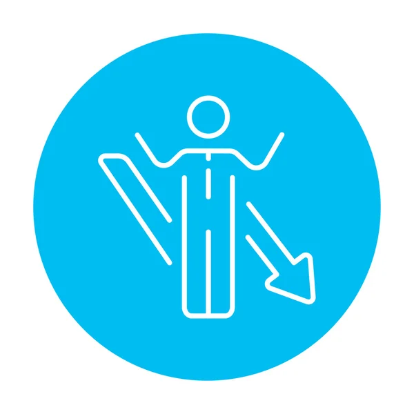 Businessman with arrow down line icon. — Stok Vektör