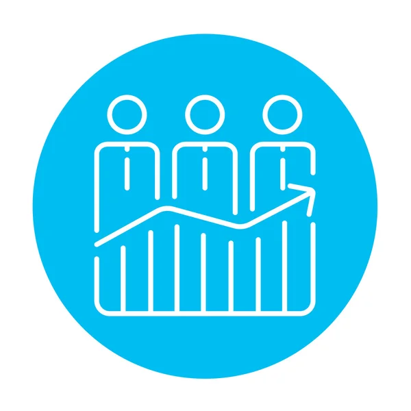 Businessmen standing on profit graph line icon. — 图库矢量图片