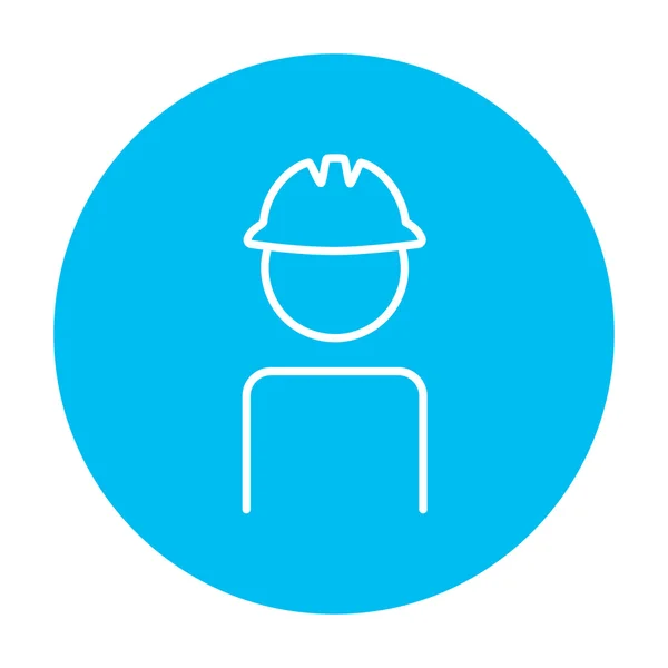 Worker wearing hard hat line icon. — ストックベクタ