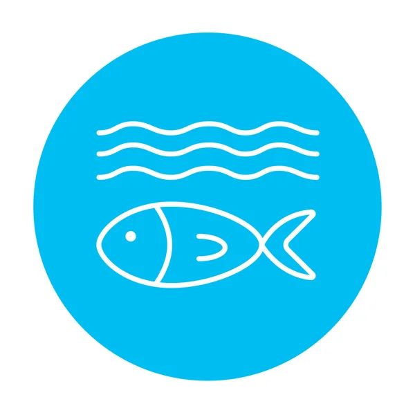 Fish under water line icon. — Stock Vector