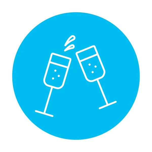 Dos copas de icono de línea champaign . — Vector de stock