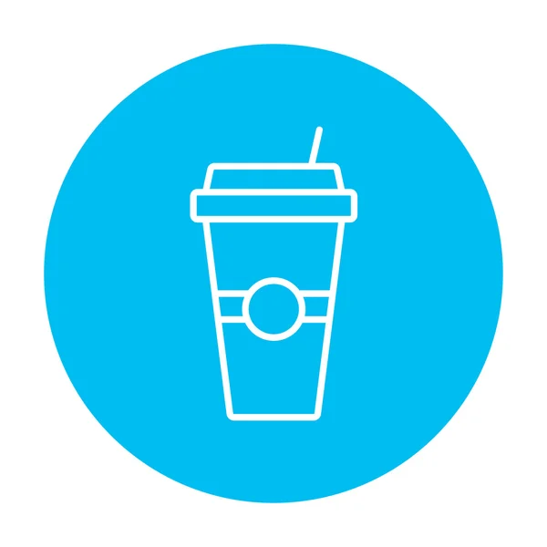 Wegwerp cup met het drinken van stro lijn pictogram. — Stockvector