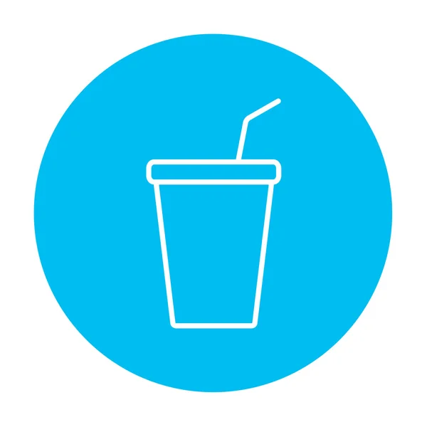 Wegwerp cup met het drinken van stro lijn pictogram. — Stockvector
