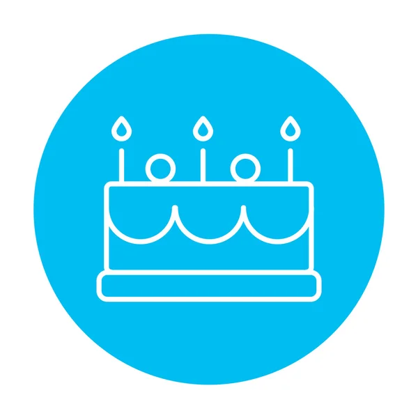 Tarta de cumpleaños con velas icono de la línea . — Vector de stock