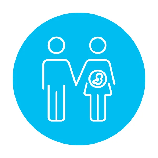 Husband with pregnant wife line icon. — Stock Vector