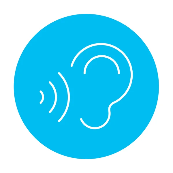 Oído y ondas sonoras icono de línea . — Vector de stock