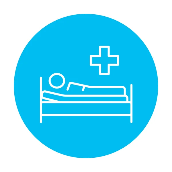 Paciente acostado en la cama icono de línea . — Vector de stock