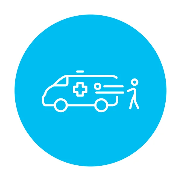 Человек с иконой линии автомобиля скорой помощи и пациента . — стоковый вектор
