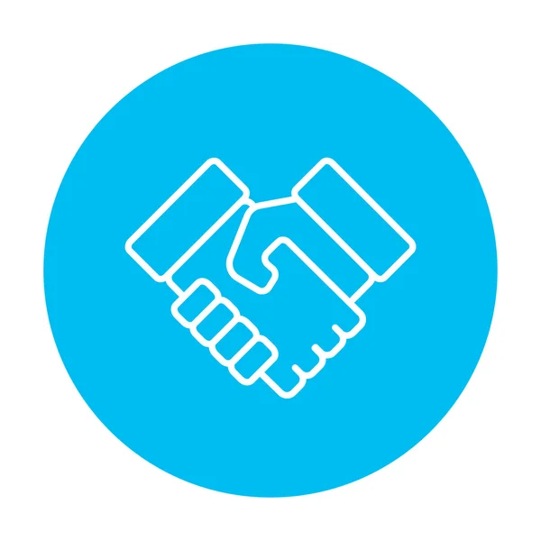 Handshake e ícone de linha de transação imobiliária de sucesso . — Vetor de Stock