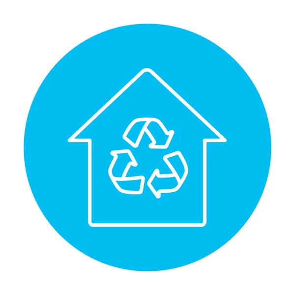 House with recycling symbol line icon. — Stock Vector