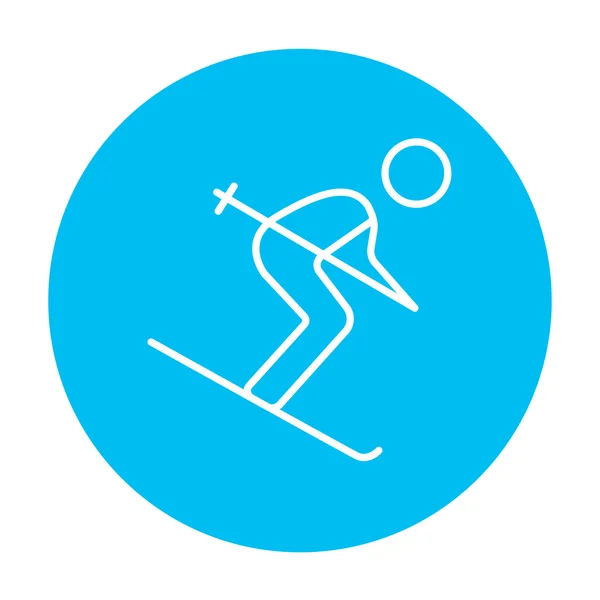 Downhill Skiën lijn pictogram. — Stockvector