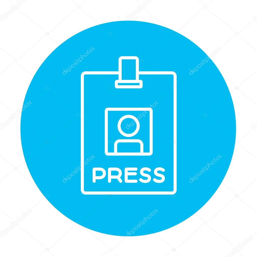 Press pass ID card line icon.