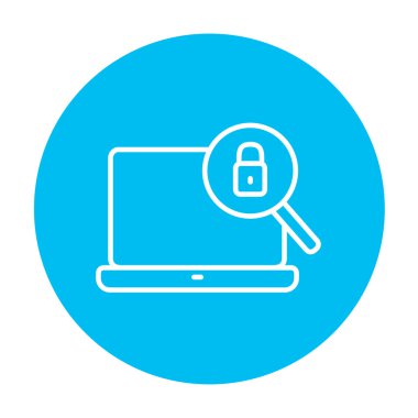 Laptop ve Büyüteç camı satırı simgesi.