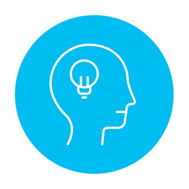 İnsan kafası ile fikir satırı simgesi.