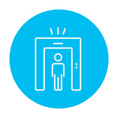 Metal dedektörü kapısı satırı simgesi giden adam.