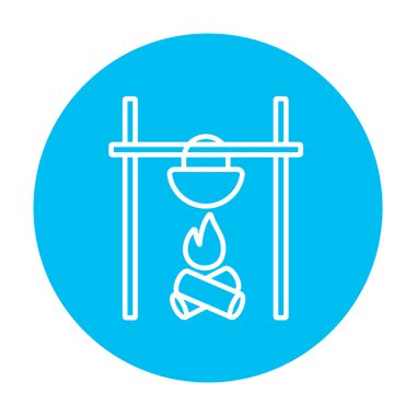 Kazan kamp ateşi satırı simgesi üzerinde pişirme.