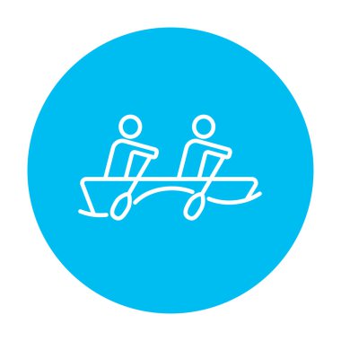 Tekne çizgisi simgesinde oturan turist.