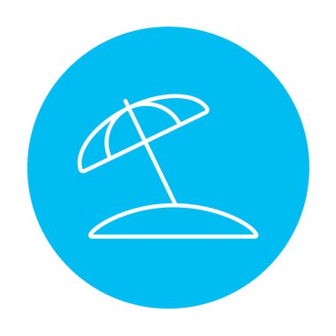 Plaj şemsiyesi çizgisi simgesi.