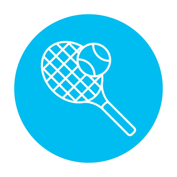 Raquete de tênis e ícone de linha de bola . — Vetor de Stock