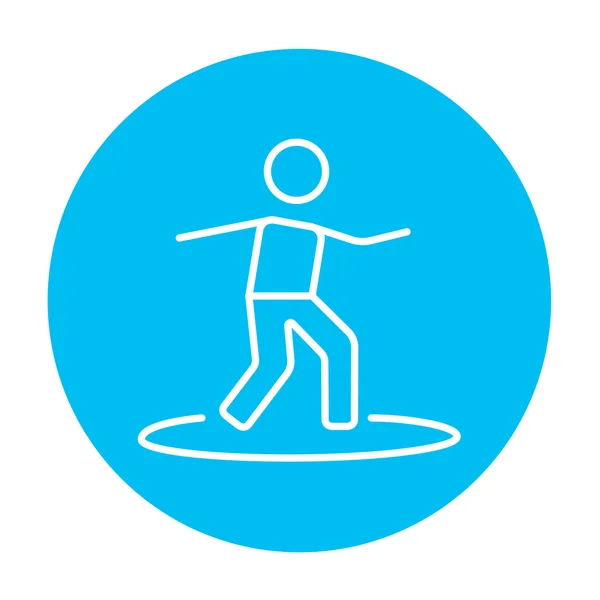 Mužské surfař jízdu na surfu řádku ikona. — Stockový vektor