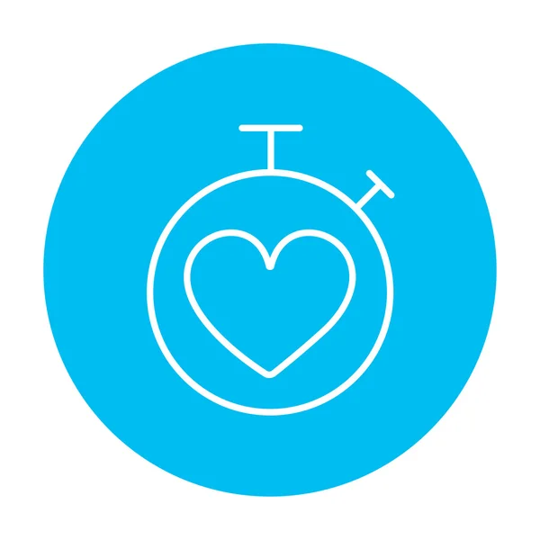 Stopwatch with heart sign line icon. — Stock Vector