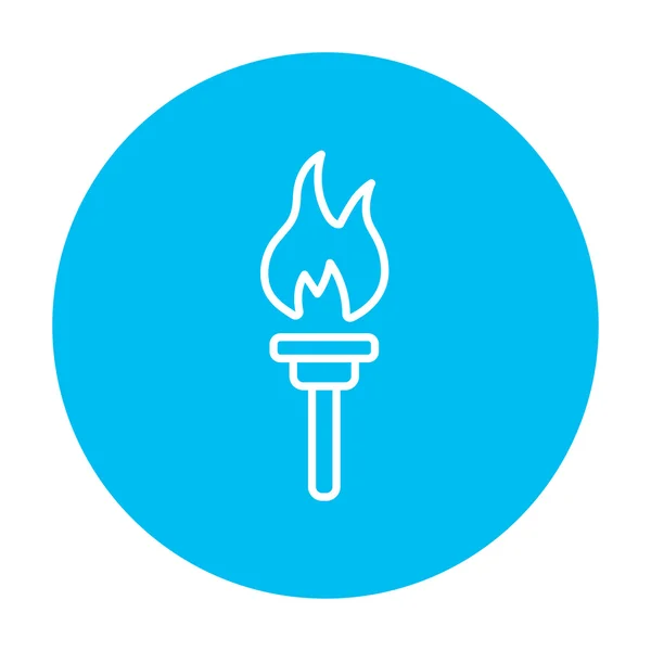 Burning olympic antorcha línea icono . — Vector de stock