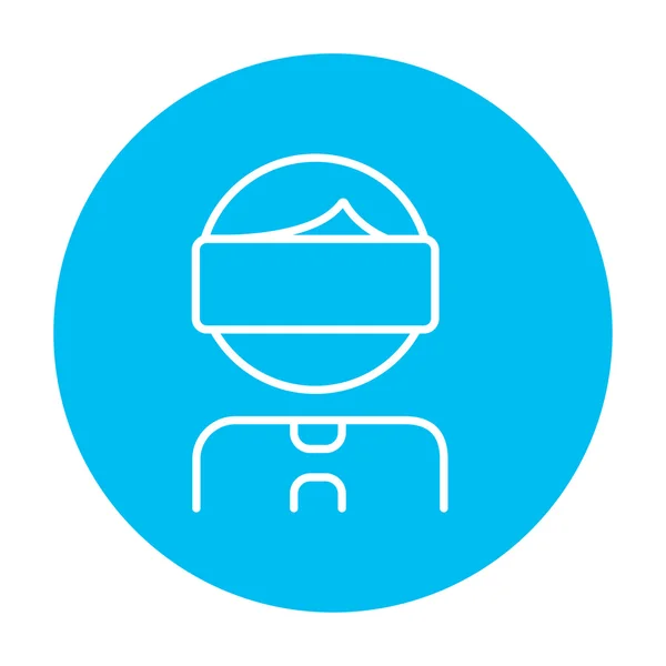 Man wearing virtual reality headset line icon. — Stock vektor