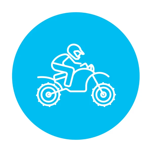 Homme équitation motocross ligne de vélo icône . — Image vectorielle