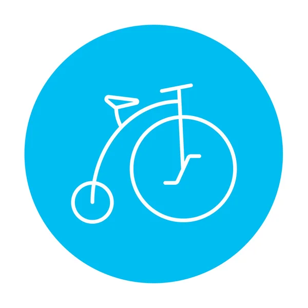 Bicicleta vieja con icono de línea de rueda grande . — Vector de stock