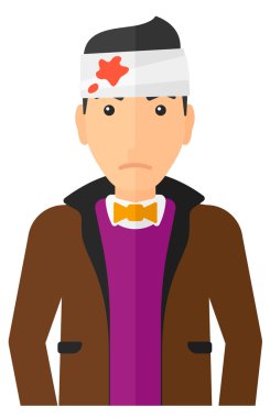 Man with injured head.