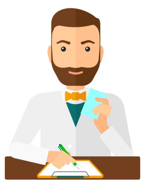 Pharmacist taking notes.