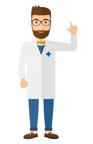 Doctor mostrando el dedo hacia arriba . — Vector de stock