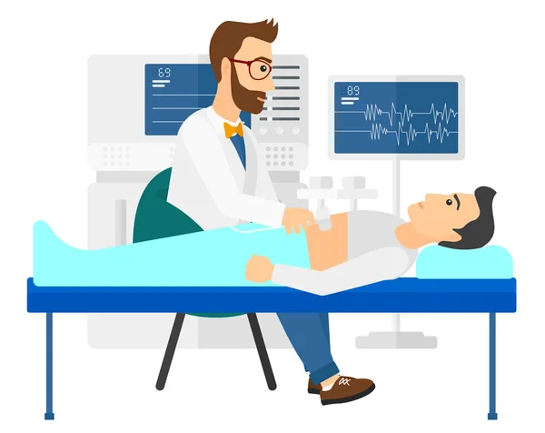 Paciente bajo examen por ultrasonido . — Archivo Imágenes Vectoriales