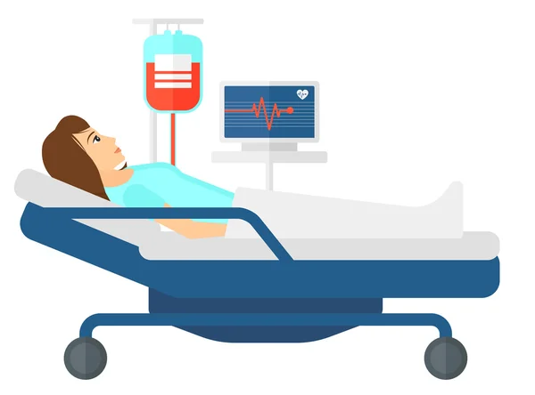 Patient lying in bed. — Stock Vector