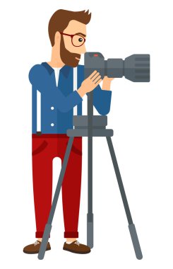Fotoğrafçı fotoğraf makinesi ile çalışma.