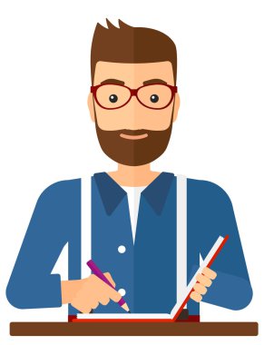 Reporter with writing-pad. clipart