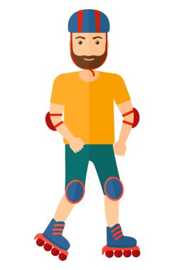 Sporty man on rollerblades.