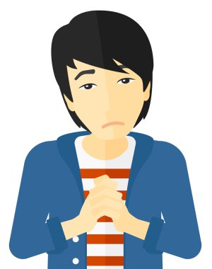 Sıktı elleri ile pişman adam.