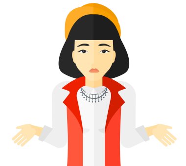 Confused woman shrugging her shoulders. clipart