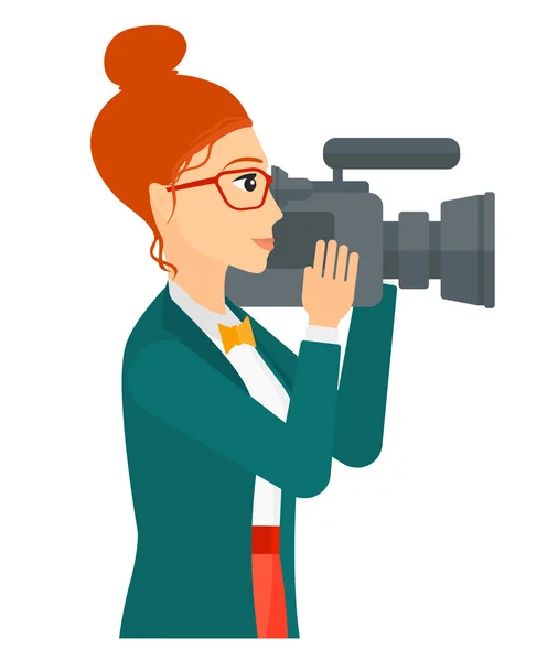 Cameraman with video camera. — Stock Vector