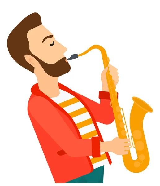 Hombre tocando el saxofón. — Vector de stock