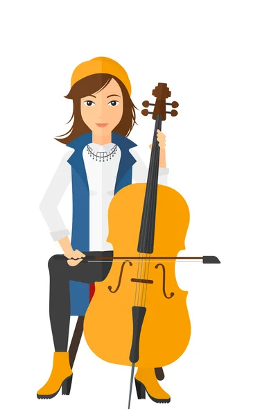 Frau spielt Cello. — Stockvektor
