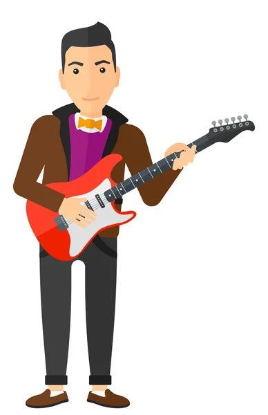 Musician playing electric guitar. — Stock Vector