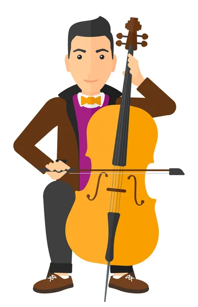 Man spelen cello. — Stockvector