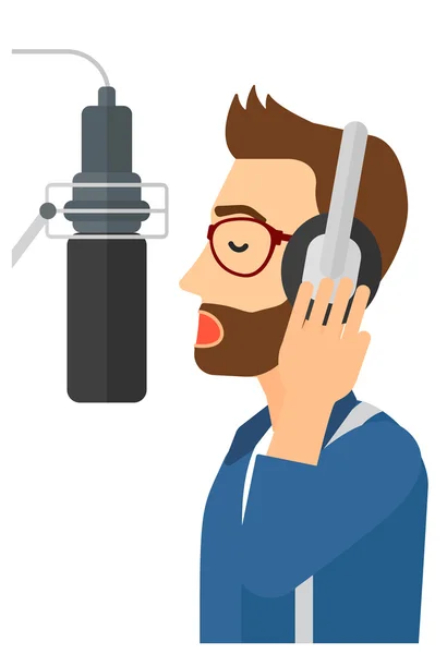 Singer making record. — Stock Vector